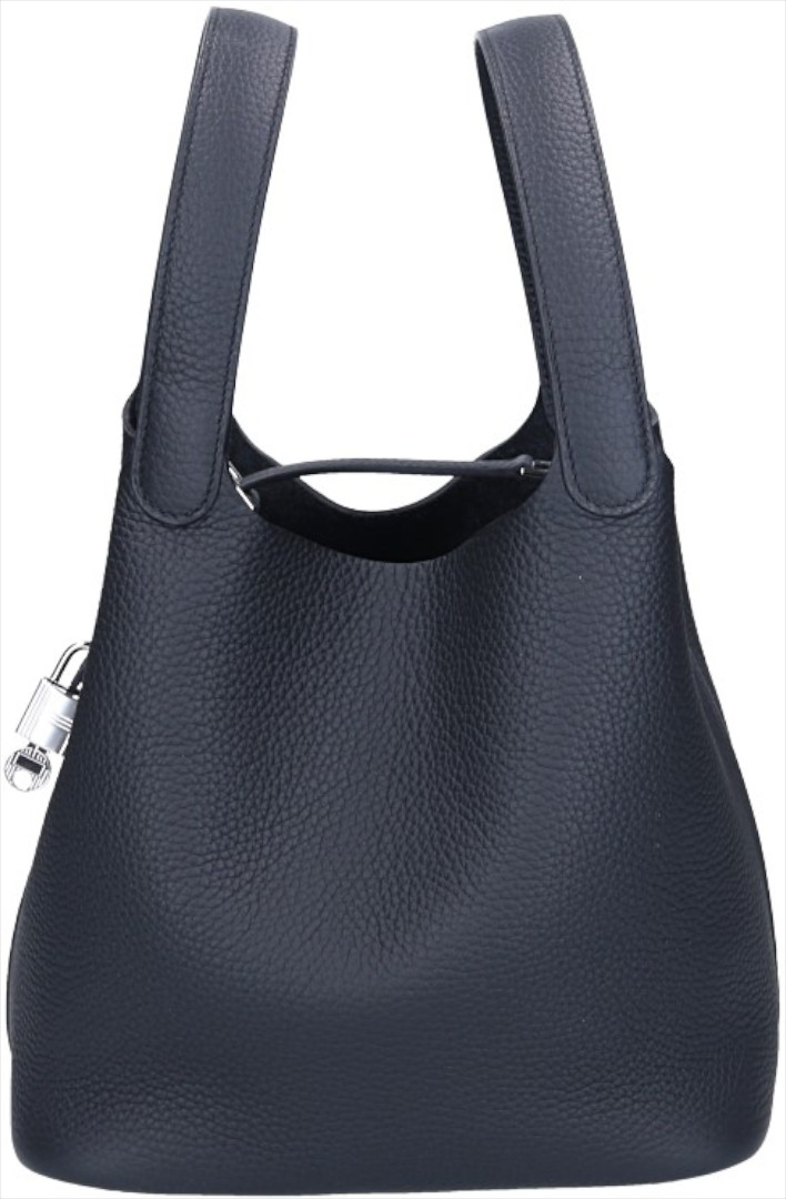 HERMÈS PICOTIN LOCK 22 HENKELTASCHE AUS TAURILLON CLEMENCE LEDER IN NOIR MIT PHW