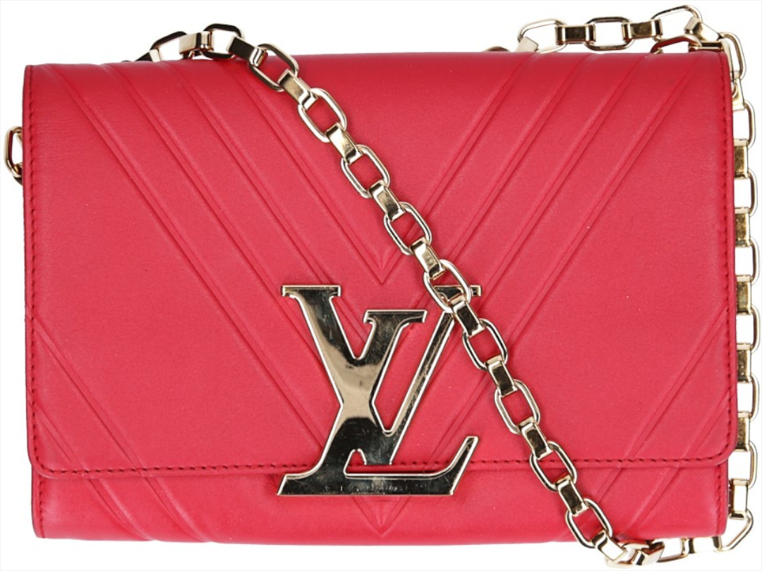 LOUIS VUITTON POCHETTE LOUISE AIRY V HANDTASCHE AUS KALBSLEDER IN ROT