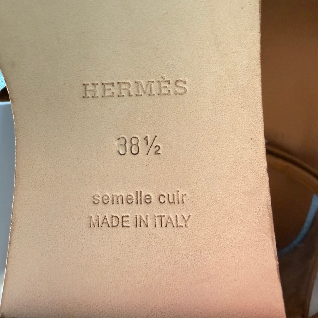 HERMÈS SANDALE 'SANTORINI' AUS KALBSLEDER IN BLEU CLAIR/NATUREL IN GR. 38,5