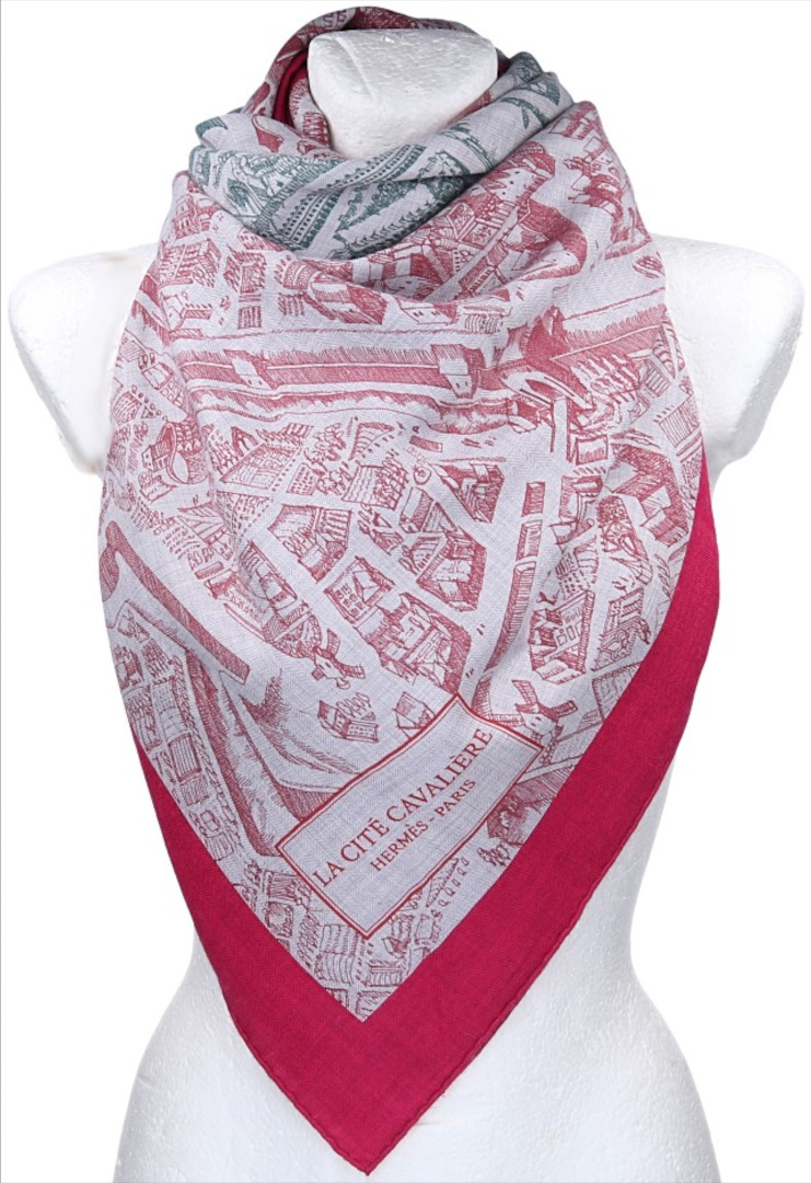 HERMÈS CASHMERE/SILK SCARF 140 x 140 CM SCARF 'FANTAISIE D'ETRIERS' BY VIRGINIE JAMIN