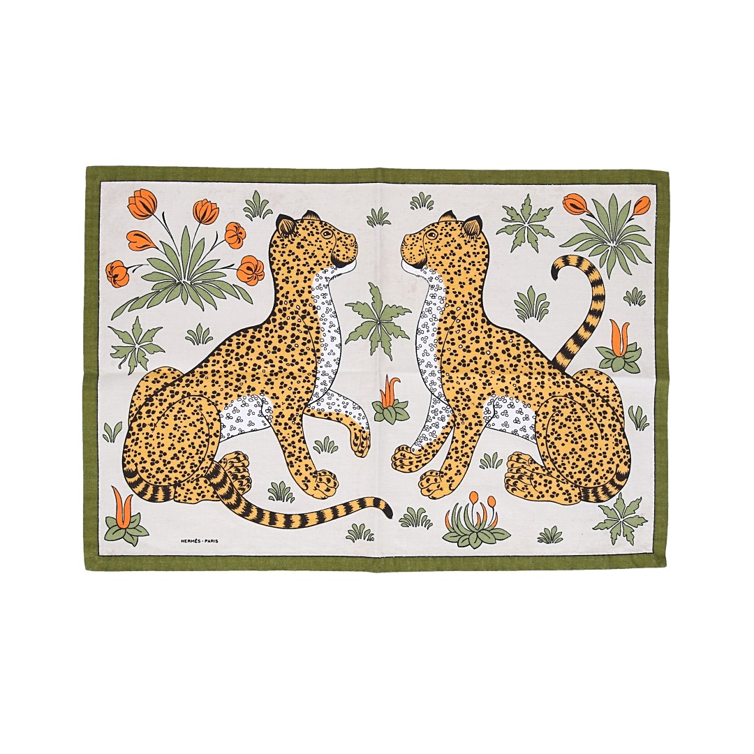 Hermès 3 x Table Sets Made of Cotton 'Mascara Bacchic and Vines of Grape'