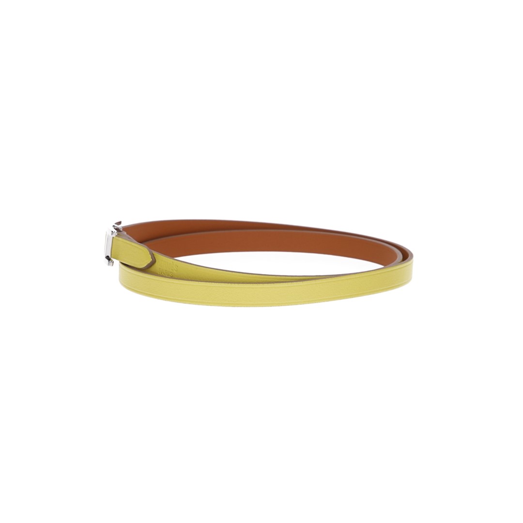 HERMÈS ARMBAND 'HAPI 3 MM' AUS VEAU SWIFT IN LIME MIT PHW GR. S/T2