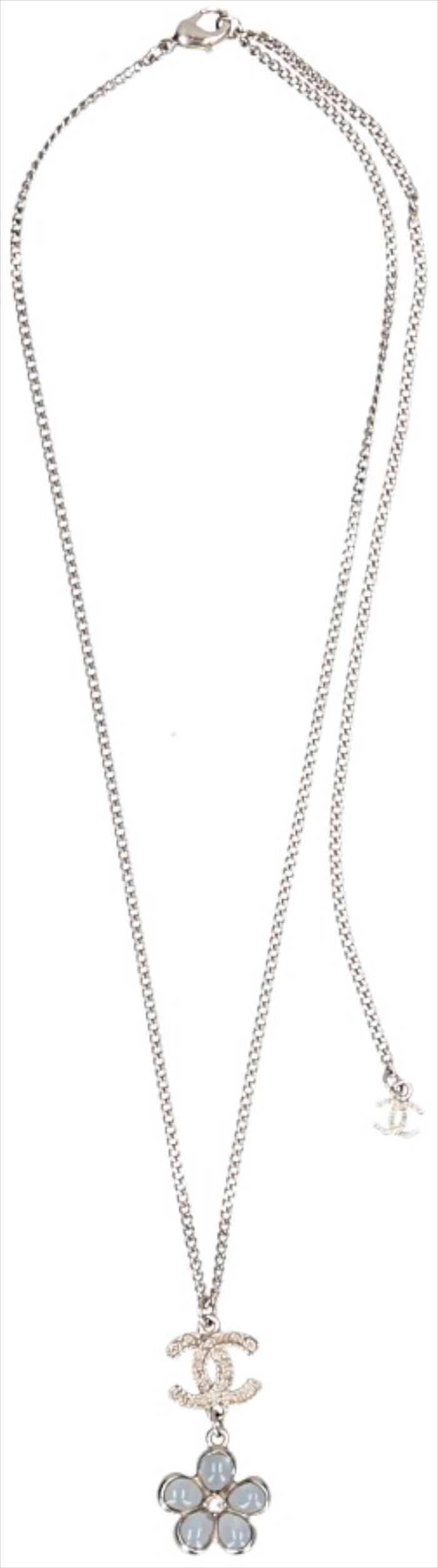 CHANEL HALSKETTE AUS SILBERFARBENEM METALL MIT SCHMUCKSTEINEN VERZIERT