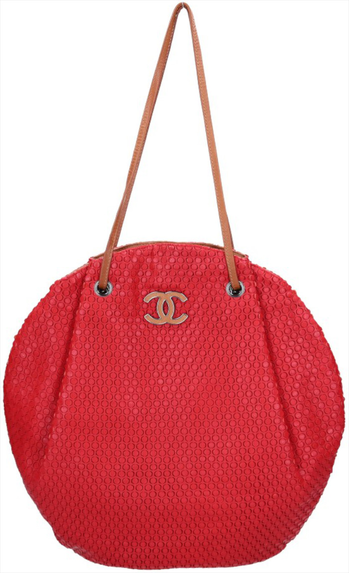 47474_Chanel_Henkeltasche_2D_0015 CHANEL COCOMARK CIRCULAR HANDTASCHE AUS PERFORIERTEM LEDER IN ROT