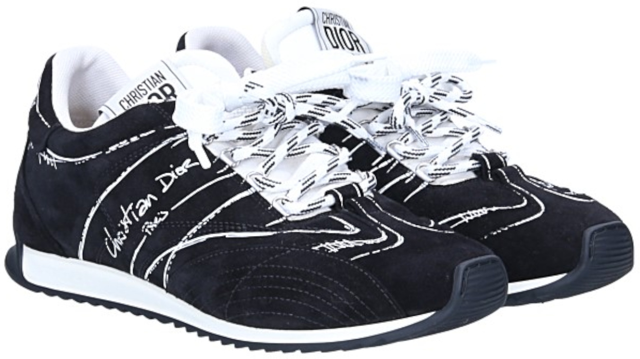 CHRISTIAN DIOR D-SKETCH SNEAKER SCHUHE AUS KALBSVELOURSLEDER IN SCHWARZ GR. 39