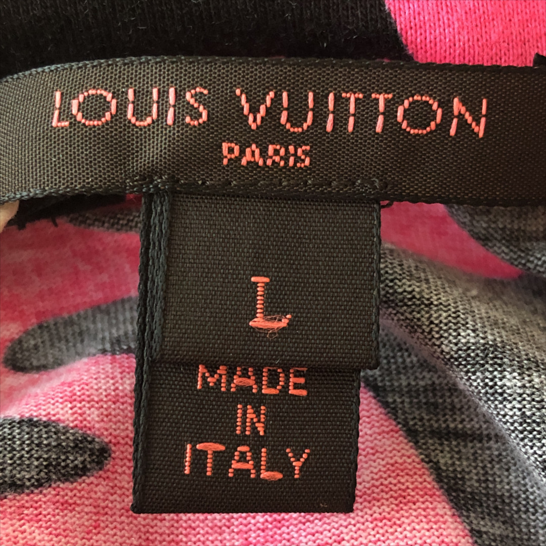 36250-Louis-Vuitton-T-Shirt_2D_0010 LOUIS VUITTON T-SHIRT MIT V-AUSSCHNITT AUS MODAL UND BAUMWOLLE IN SCHWARZ UND PINK