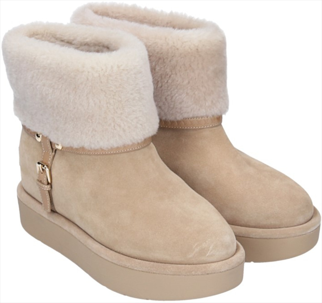 LOUIS VUITTON ANKLE BOOTS 'ASPEN WITH PLATFORM SOLE' IN VELVET LEATHER IN BEIGE SIZE 39 