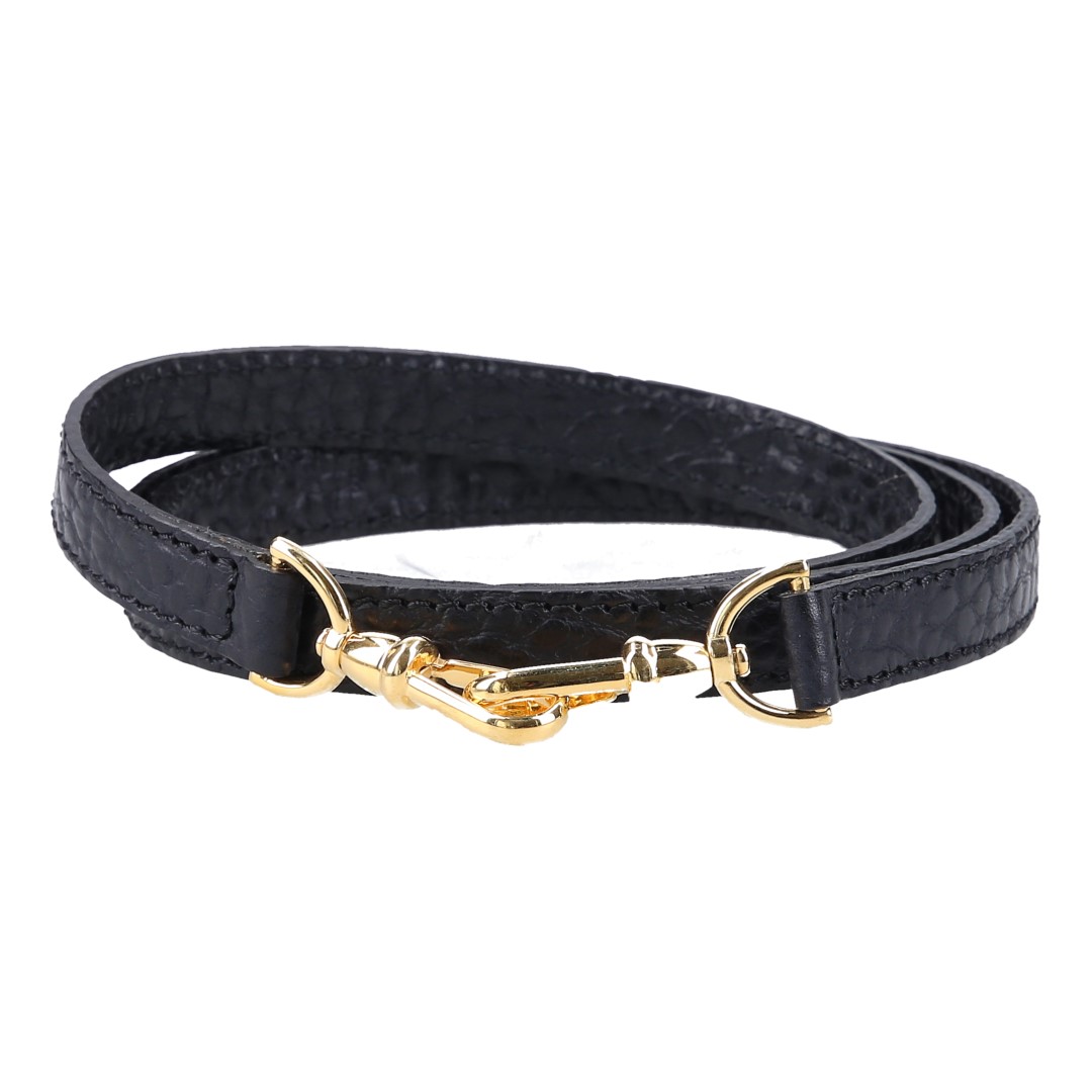 41683-Jil-Sander-Schulterriemen_2D_0001 WHOISLOUIS.COM SCHMALER SCHULTERRIEMEN SEVILLA AUS GEPRÄGTEM LEDER IN SCHWARZ/GOLD