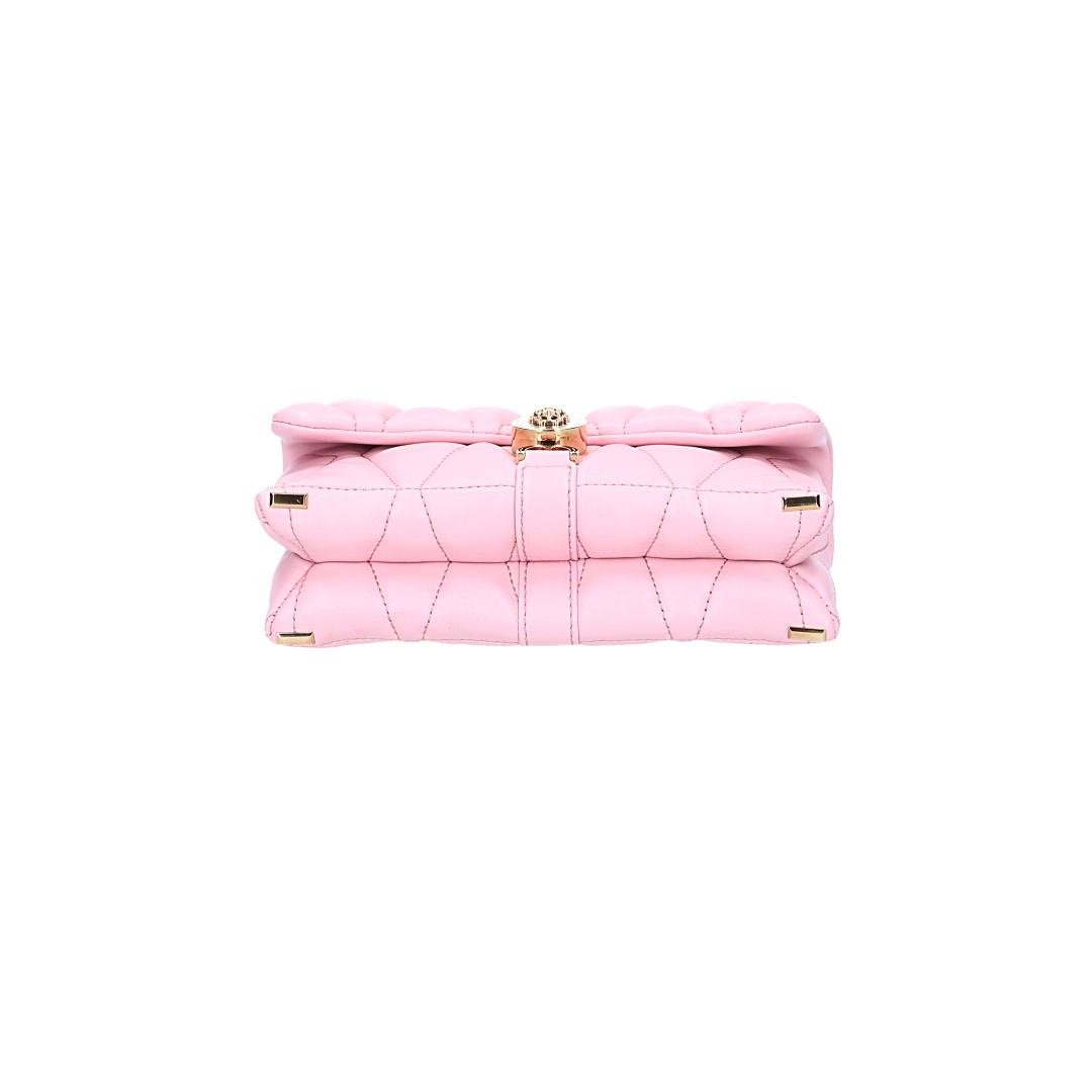 VERSACE MINIBAG KLEIO AUS GESTEPPTEM NAPPALEDER IN HELLROSA MIT GHW