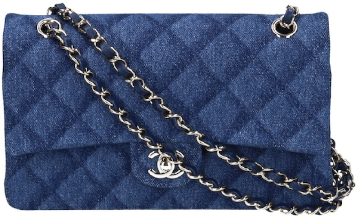 CHANEL TIMELESS DOUBLE FLAP HANDTASCHE (MEDIUM) AUS DENIM MIT GHW (A01112)