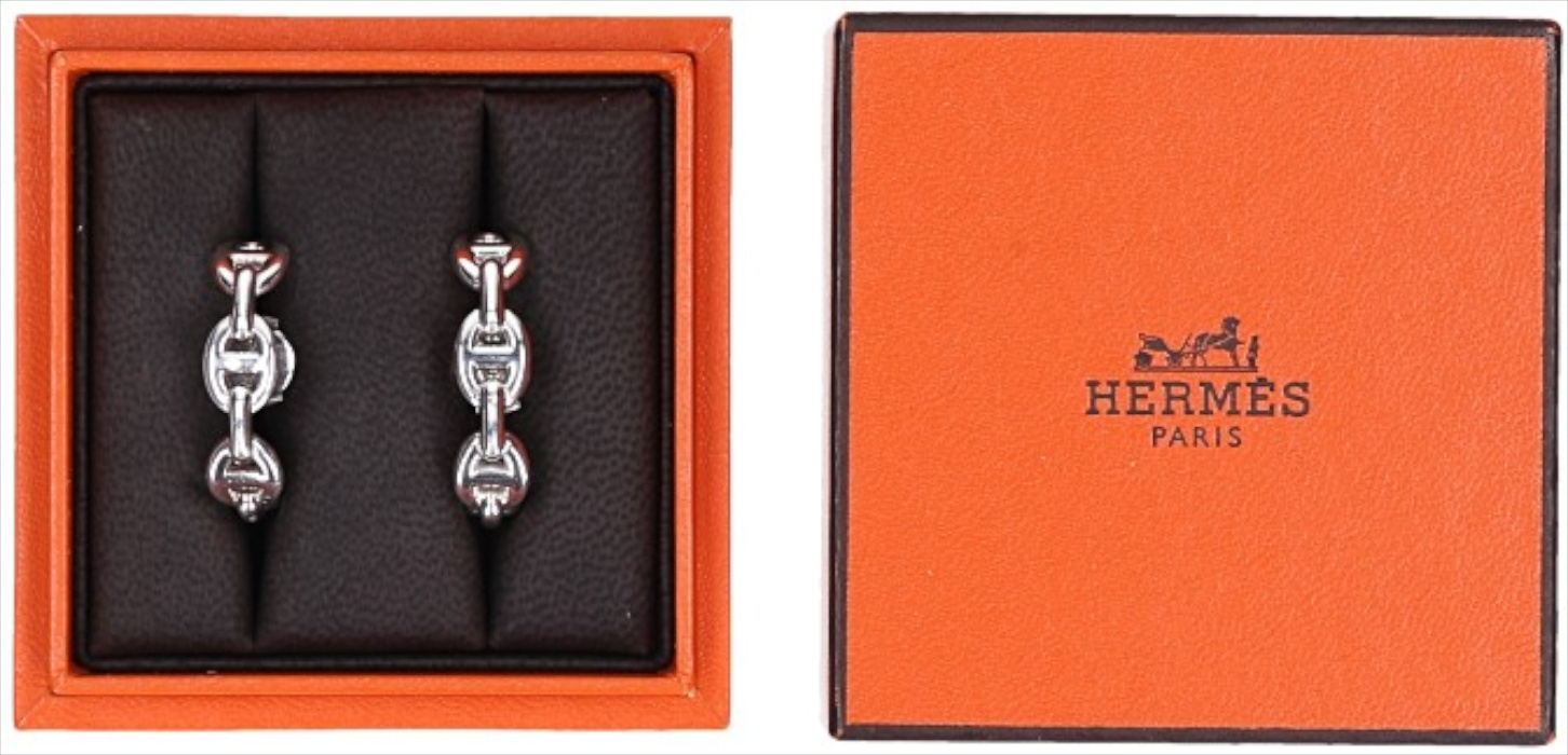 HERMÈS OHRRINGE - OHRKLEMMEN 'CHAÎNE D'ANCRE ENCHAÎNÉE' AUS 925er SILBER