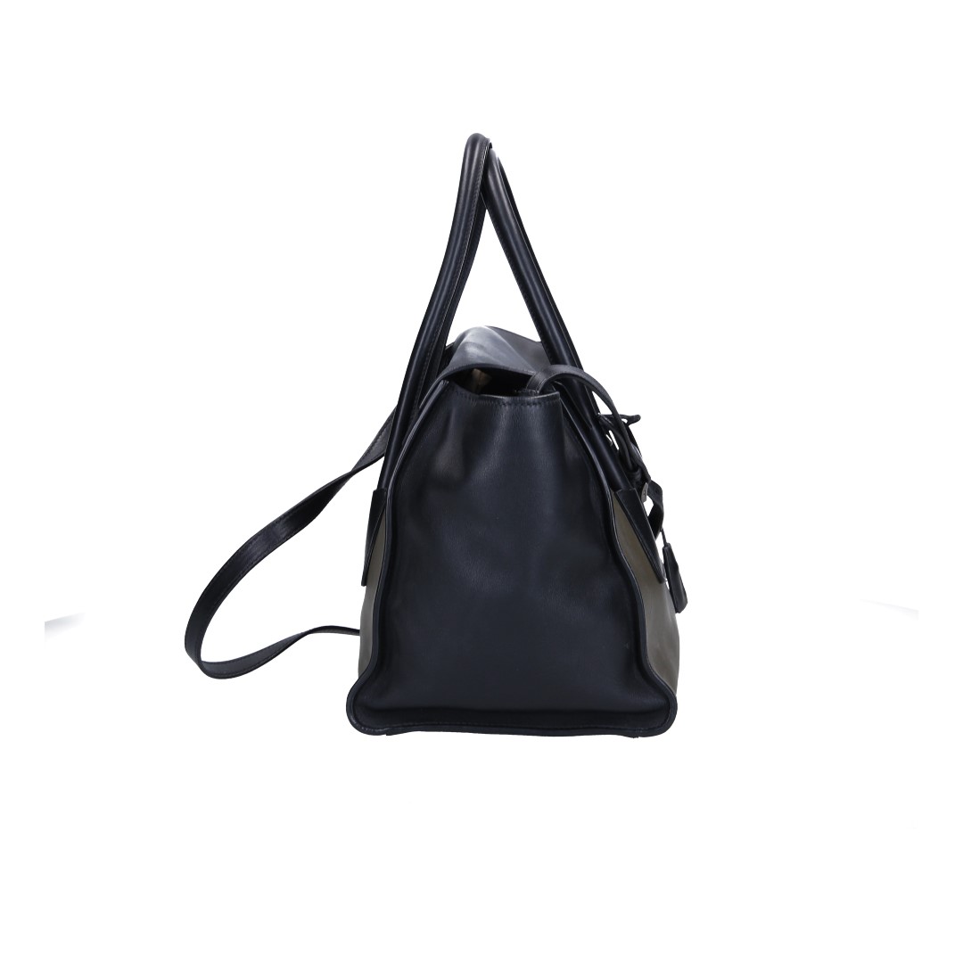 45769-Prada-Henkeltasche_2D_0008 PRADA HANDTASCHE AUS LEDER IN OLIVE UND SCHWARZ