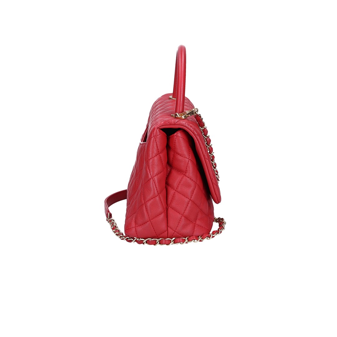 CHANEL GROßE PATTENTASCHE 'COCO HANDLE' AUS GENARBTEM KALBSLEDER (A92991)