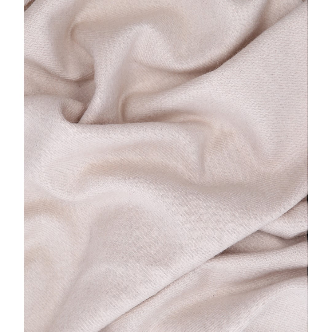 HERMÈS 50 x 190 CM SCHAL ECHARPE 'UNIE BRODÉE GM' AUS KASCHMIR IN ECRU CHINE