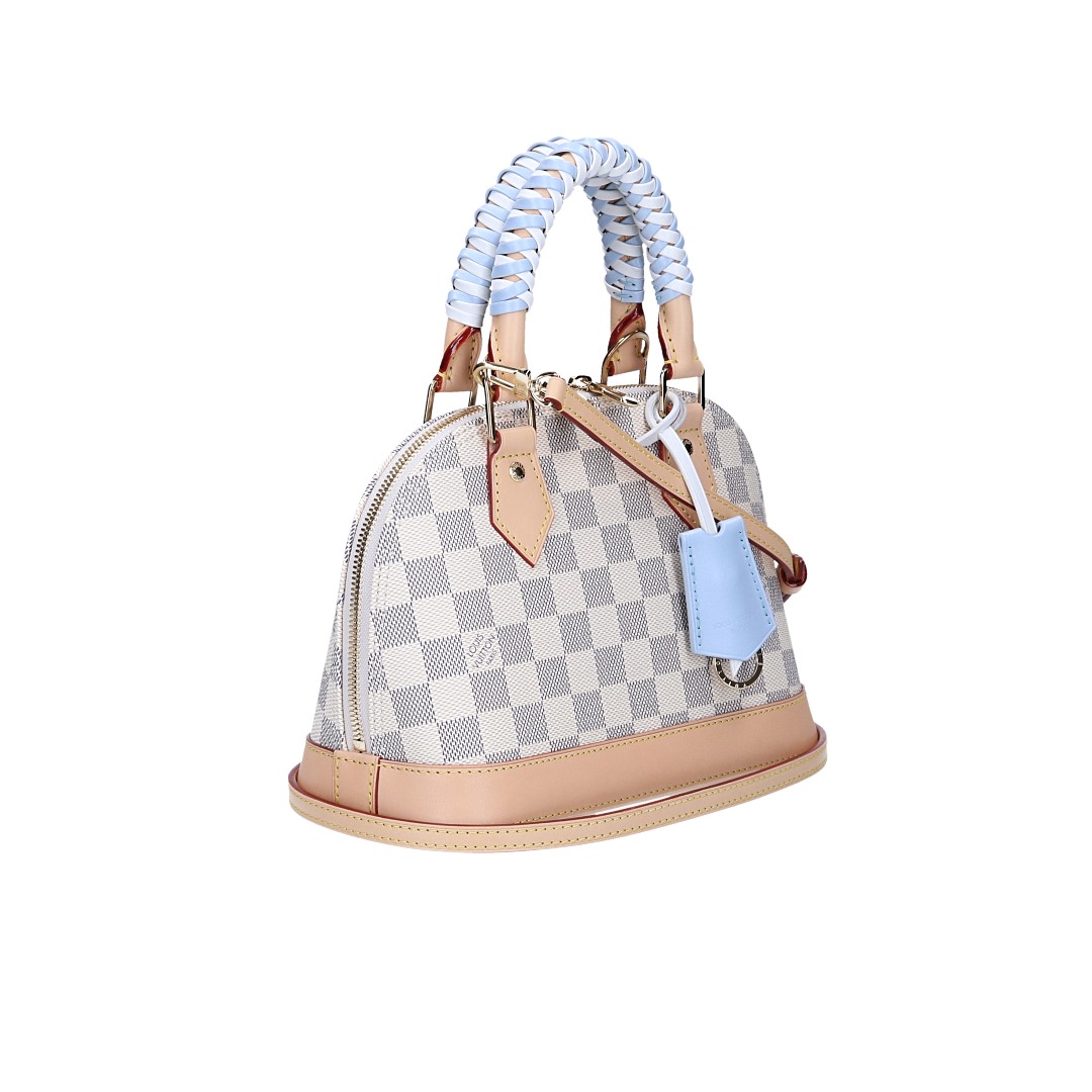 LOUIS VUITTON ALMA BB HANDTASCHE AUS DAMIER AZUR BRAIDED CANVAS MIT VERSTELLBAREM SCHULTERRIEMEN (N40902)