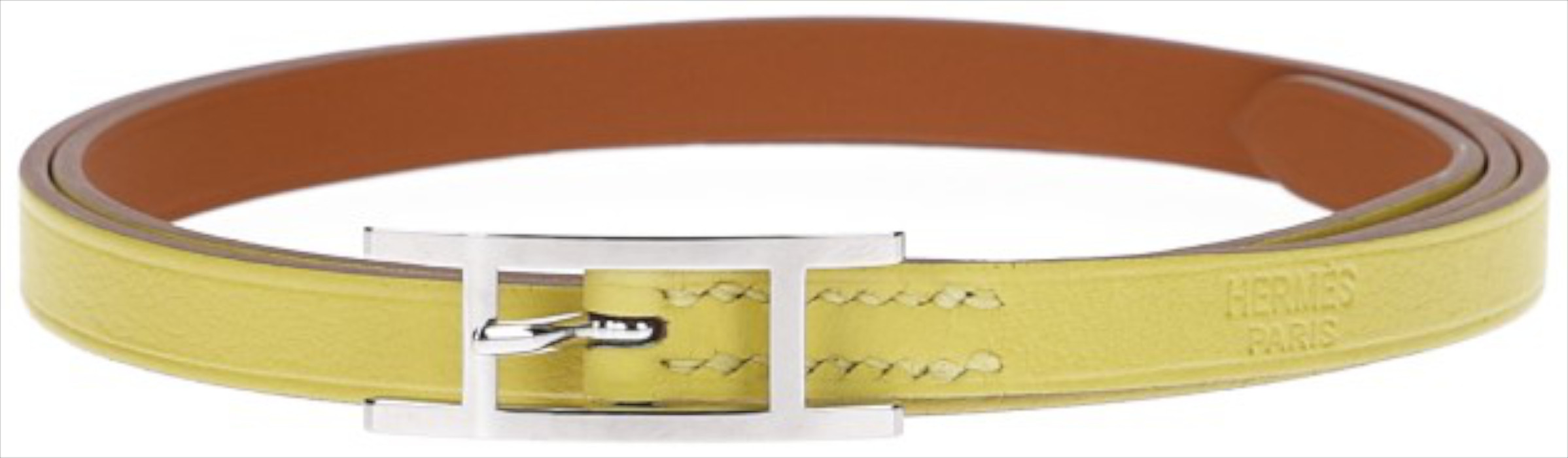 HERMÈS ARMBAND 'HAPI 3 MM' AUS VEAU SWIFT IN LIME MIT PHW GR. S/T2