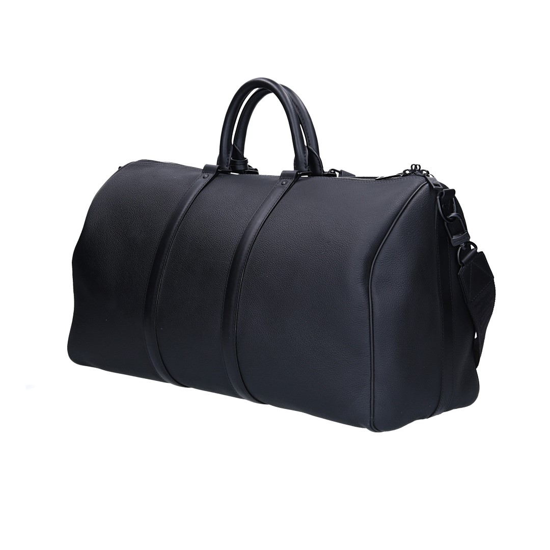Louis Vuitton Keepall 50 Travel Bag in Monogram Denim with Leather Trim and Shoulder Straps (M45975)