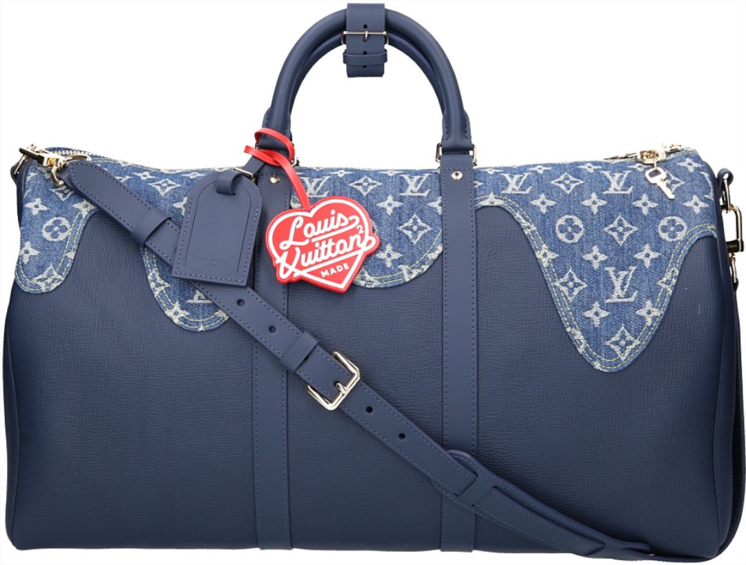 LOUIS VUITTON KEEPALL 50 REISETASCHE AUS MONOGRAM TRIP IN BLEU MIT SCHULTERRIEMEN (M45975) LOUIS VUITTON KEEPALL 50 REISETASCHE AUS MONOGRAM TRIP IN BLEU MIT SCHULTERRIEMEN (M45975)