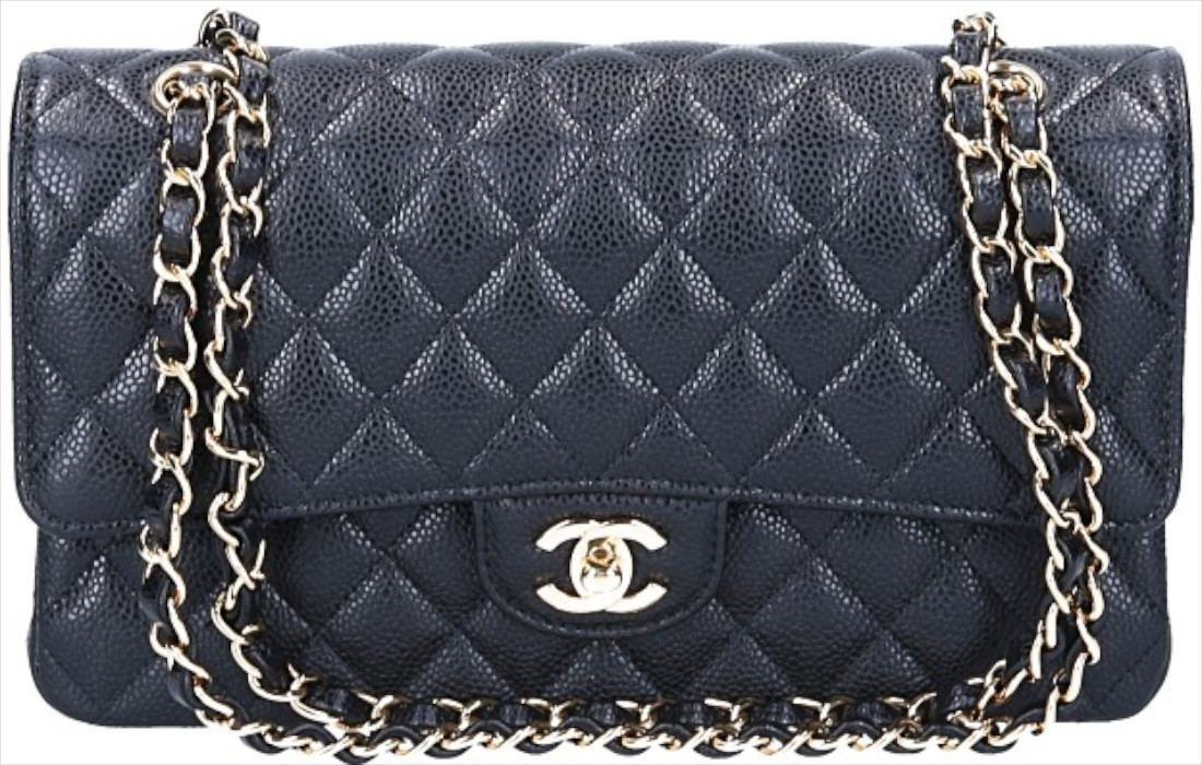 CHANEL TIMELESS DOUBLE FLAP HANDTASCHE (MEDIUM) AUS KALBSLEDER IN SCHWARZ MIT GHW (A01112)