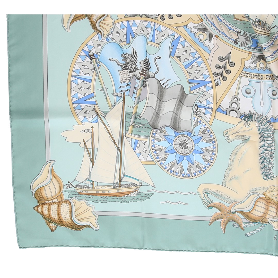 HERMÈS SEIDENTUCH 90 x 90 CM CARRÉ MOTIV 'L'AIR MARIN' VON JOACHIM METZ
