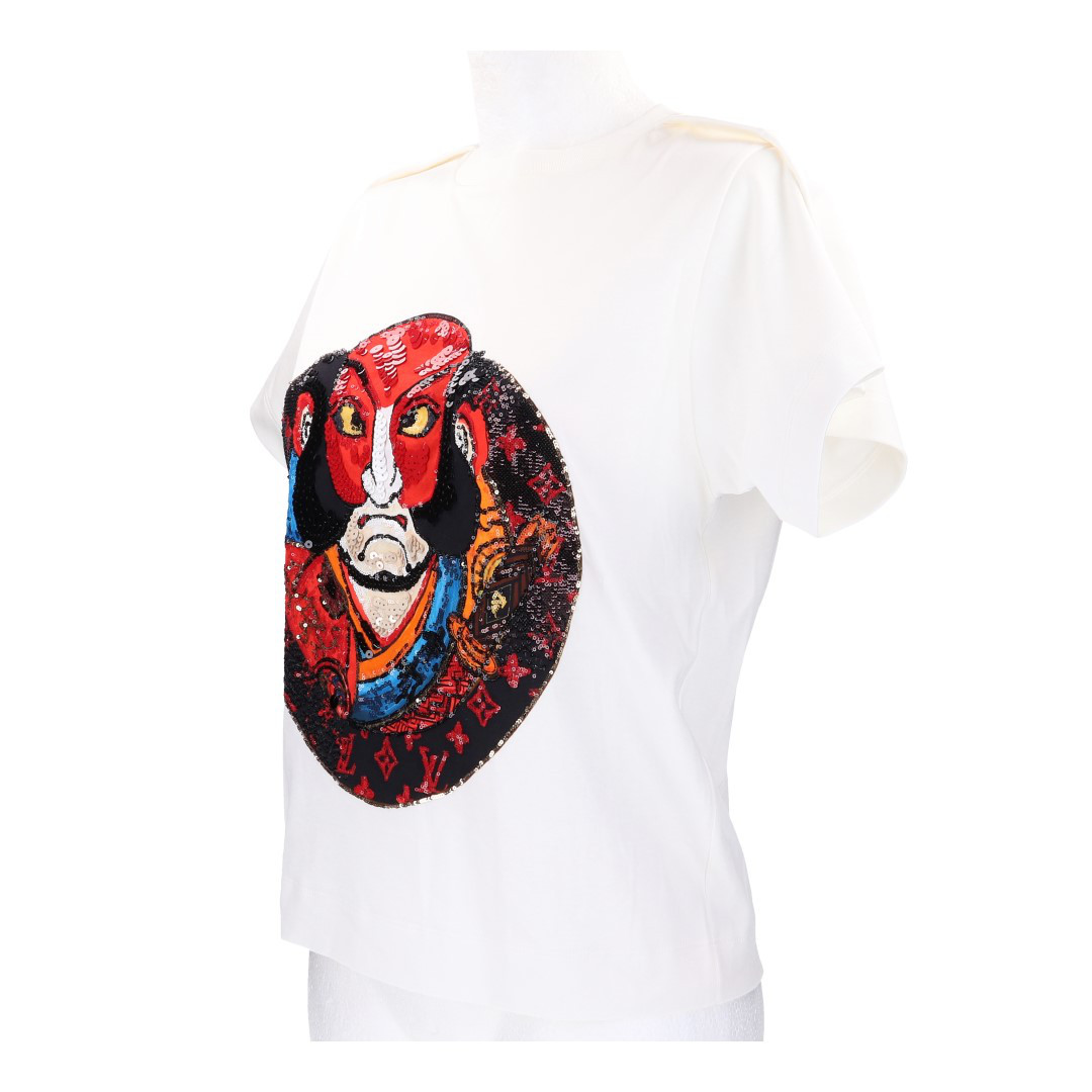 LOUIS VUITTON T-SHIRT 'KABUKI' MIT RUNDHALS-AUSSCHNITT IN GR. XS AUS BAUMWOLLE