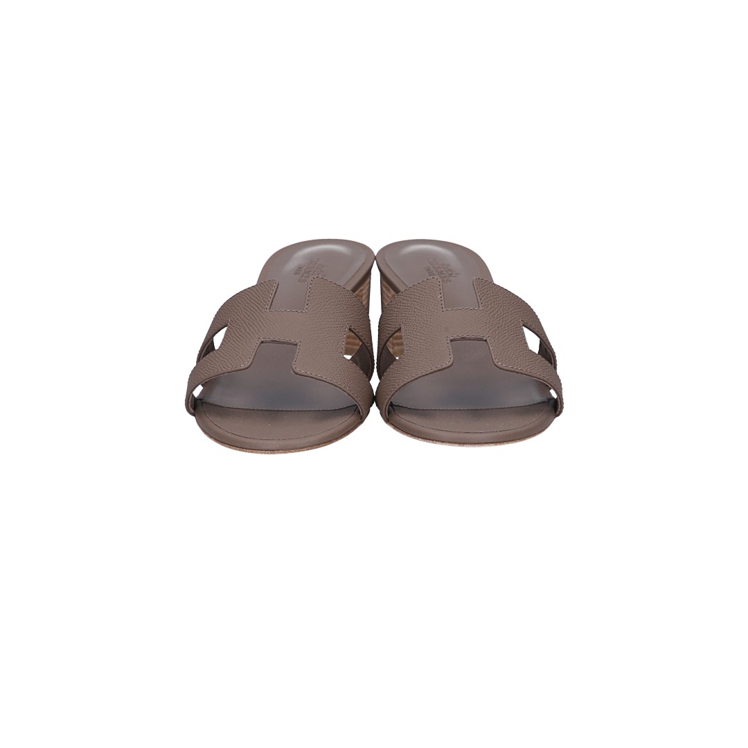 HERMÈS SANDALEN SCHUHE 'OASIS' AUS VEAU EPSOM IN ETOUPE IN GR. 40