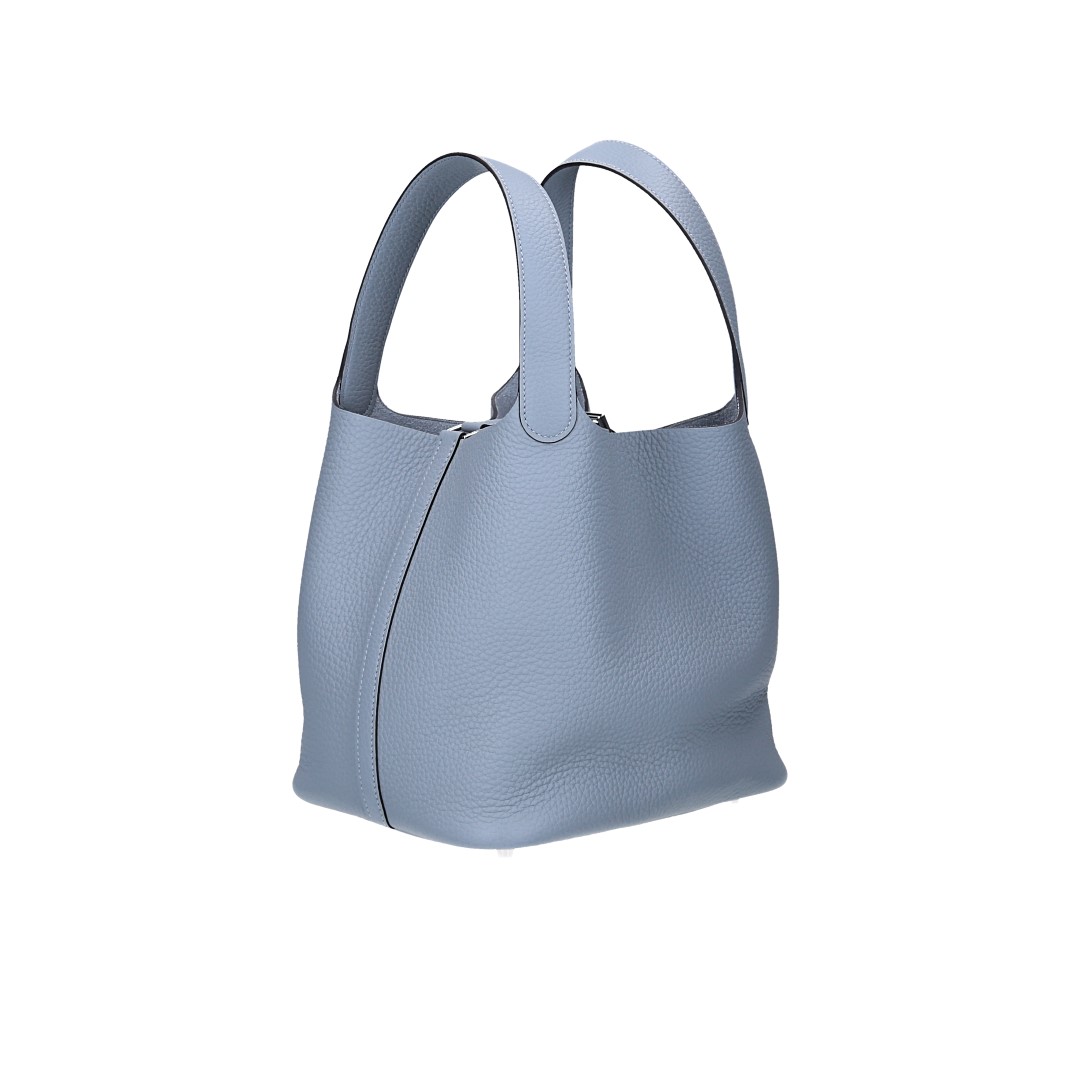 HERMÈS PICOTIN LOCK 22 HENKELTASCHE AUS TAURILLON CLEMENCE LEDER IN GRIS PANTIN MIT PHW