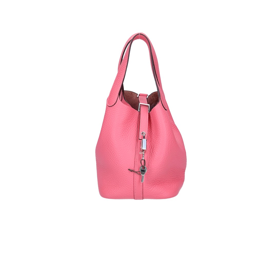 HERMÈS PICOTIN LOCK 18 HANDTASCHE AUS TAURILLON CLEMENCE LEDER IN ROSE AZALEE MIT PHW