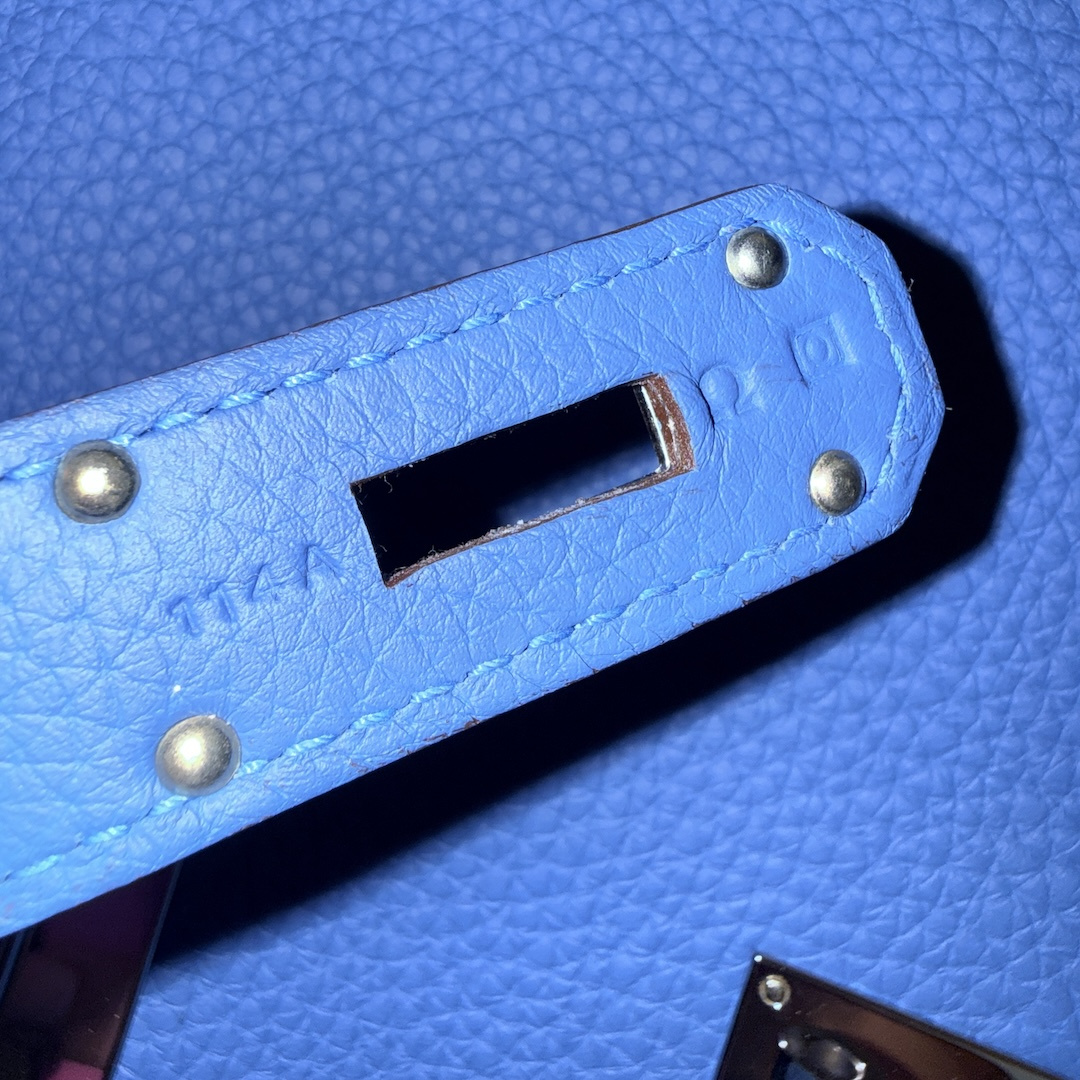 HERMÈS JYPSIÈRE  34 HANDTASCHE AUS CLÉMENCE-JUNGSTIERLEDER IN BLEU MYKONOS MIT PHW
