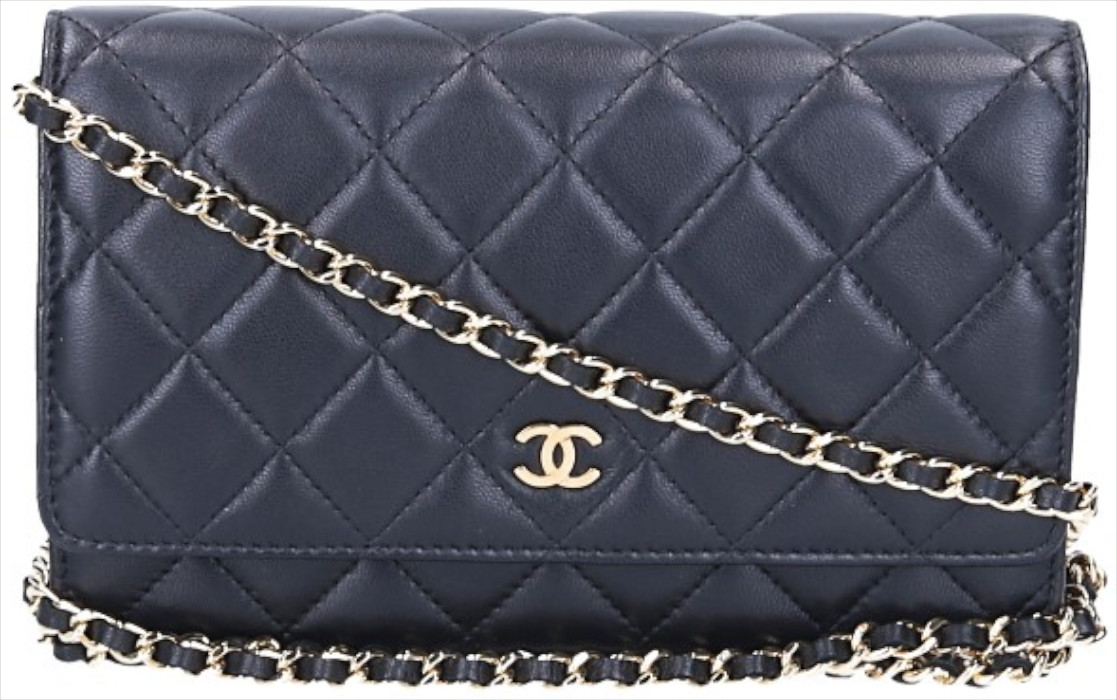 CHANEL WALLET ON CHAIN UMHÄNGETASCHE AUS LAMMLEDER IN SCHWARZ MIT GHW (AP0250)