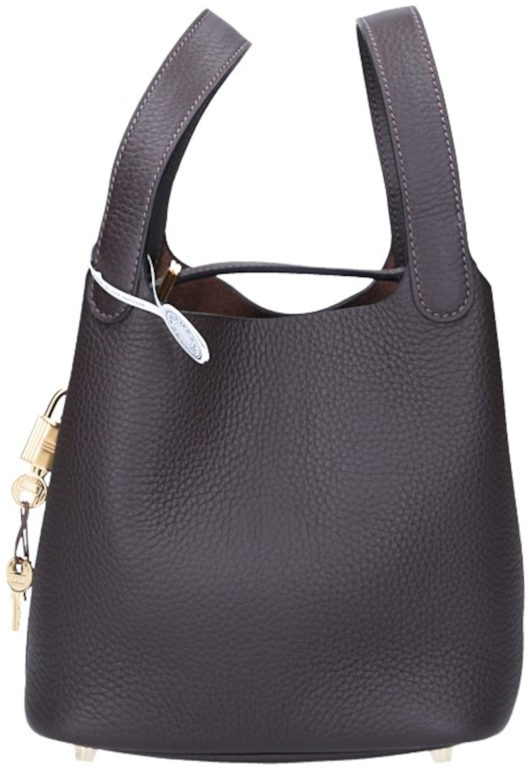 HERMÈS PICOTIN LOCK 18 HANDTASCHE AUS TAURILLON CLEMENCE LEDER IN EBÉNÈ MIT GHW