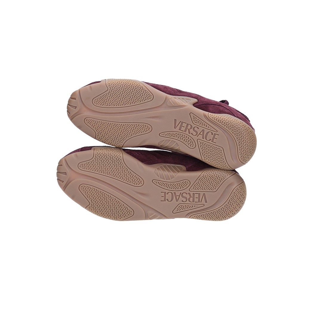 VERSACE SNEAKER SCHUHE 'GALAXIA' AUS KALBSLEDER IN BURGUNDERROT GR. 39