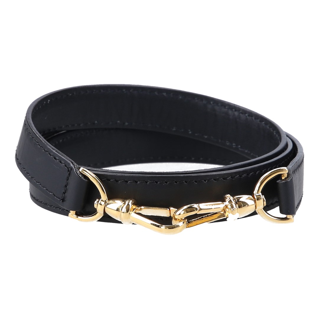 WHOISLOUIS.COM MITTLERE BREITE SCHULTERRIEMEN AUS LEDER IN SCHWARZ/GOLD