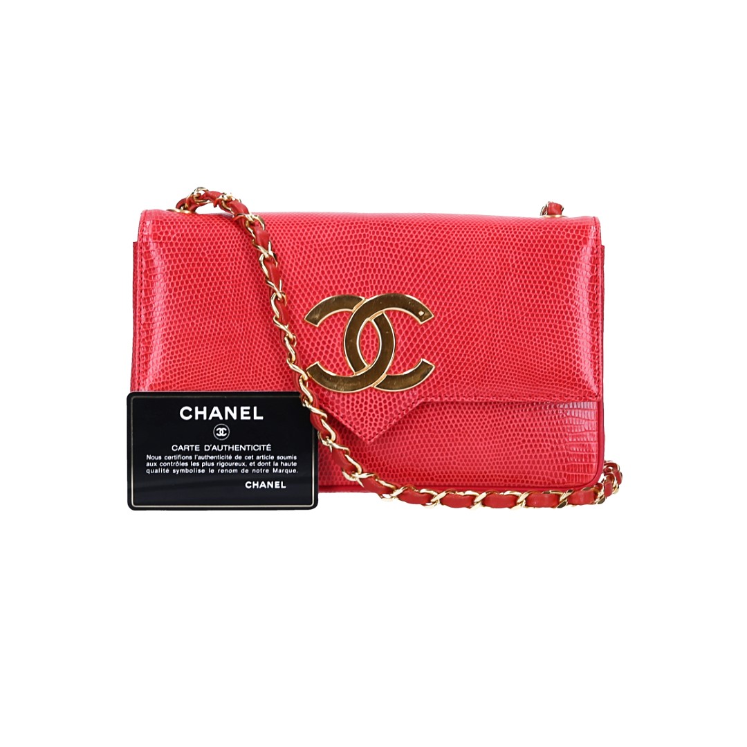 50978-Chanel-Flap-Bag_2D_0009 CHANEL SINGLE FLAP HANDTASCHE AUS ECHSEN-LEDER IN DER FARBE ROT MIT GHW