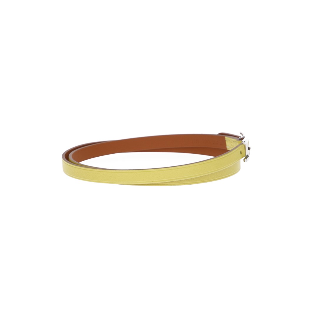 HERMÈS ARMBAND 'HAPI 3 MM' AUS VEAU SWIFT IN LIME MIT PHW GR. S/T2