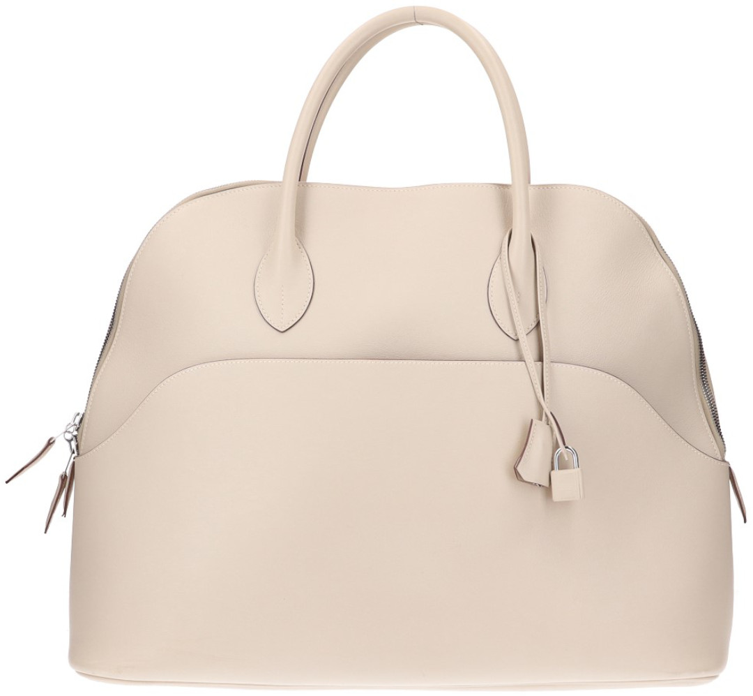 HERMÈS BOLIDE 45 WEEKENDER-TASCHE AUS KALBSLEDER IN CREME