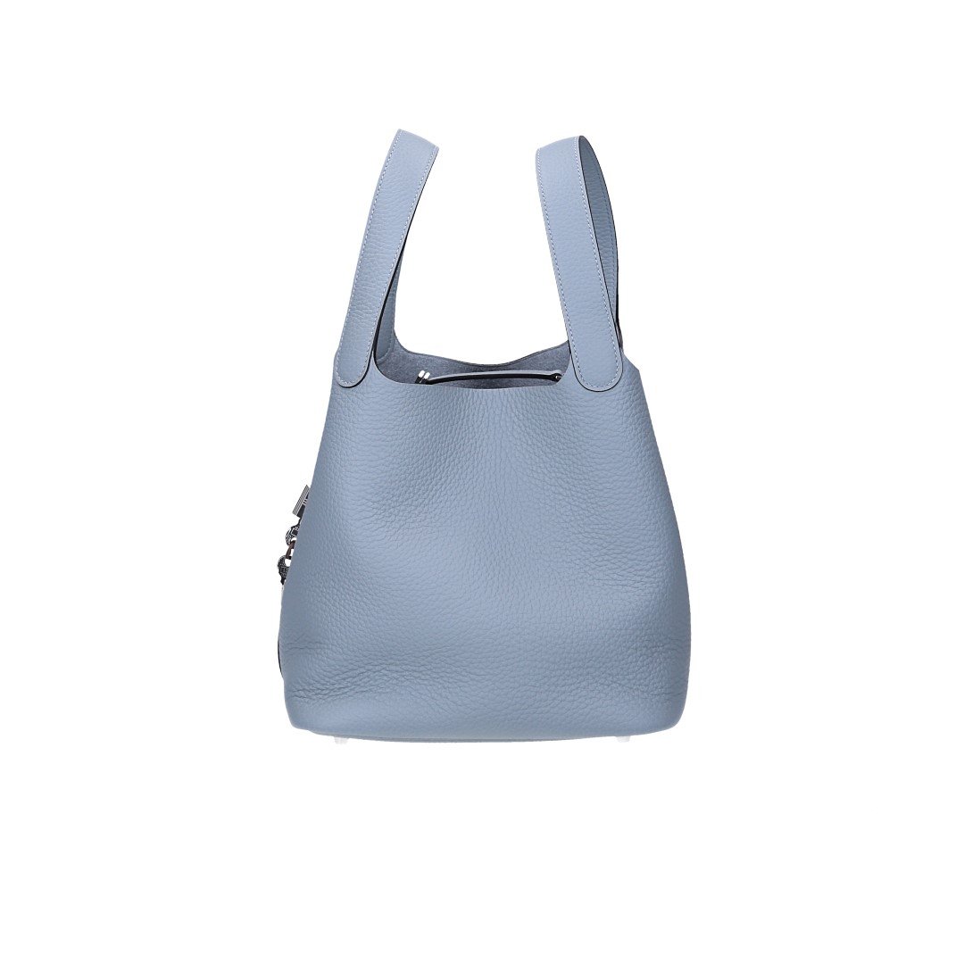 HERMÈS PICOTIN LOCK 22 HENKELTASCHE AUS TAURILLON CLEMENCE LEDER IN GRIS PANTIN MIT PHW