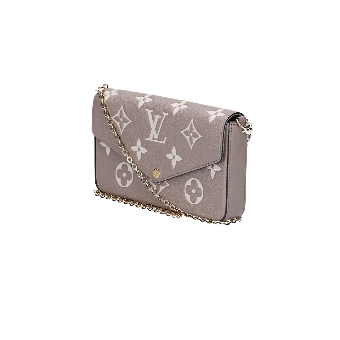 LOUIS VUITTON FÉLICIE POCHETTE HANDTASCHE AUS MONOGRAM EMPREINTE LEDER IN TOURTERELLE/CREME (M69977)