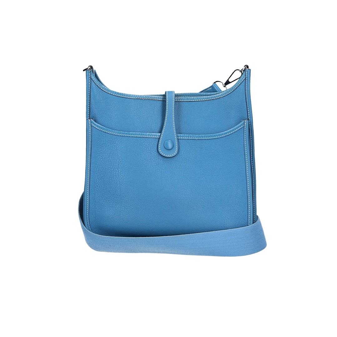 HERMÈS ÉVELYNE II PM HANDTASCHE AUS TAURILLON CLEMENCE LEDER IN BLEU JEAN MIT PHW