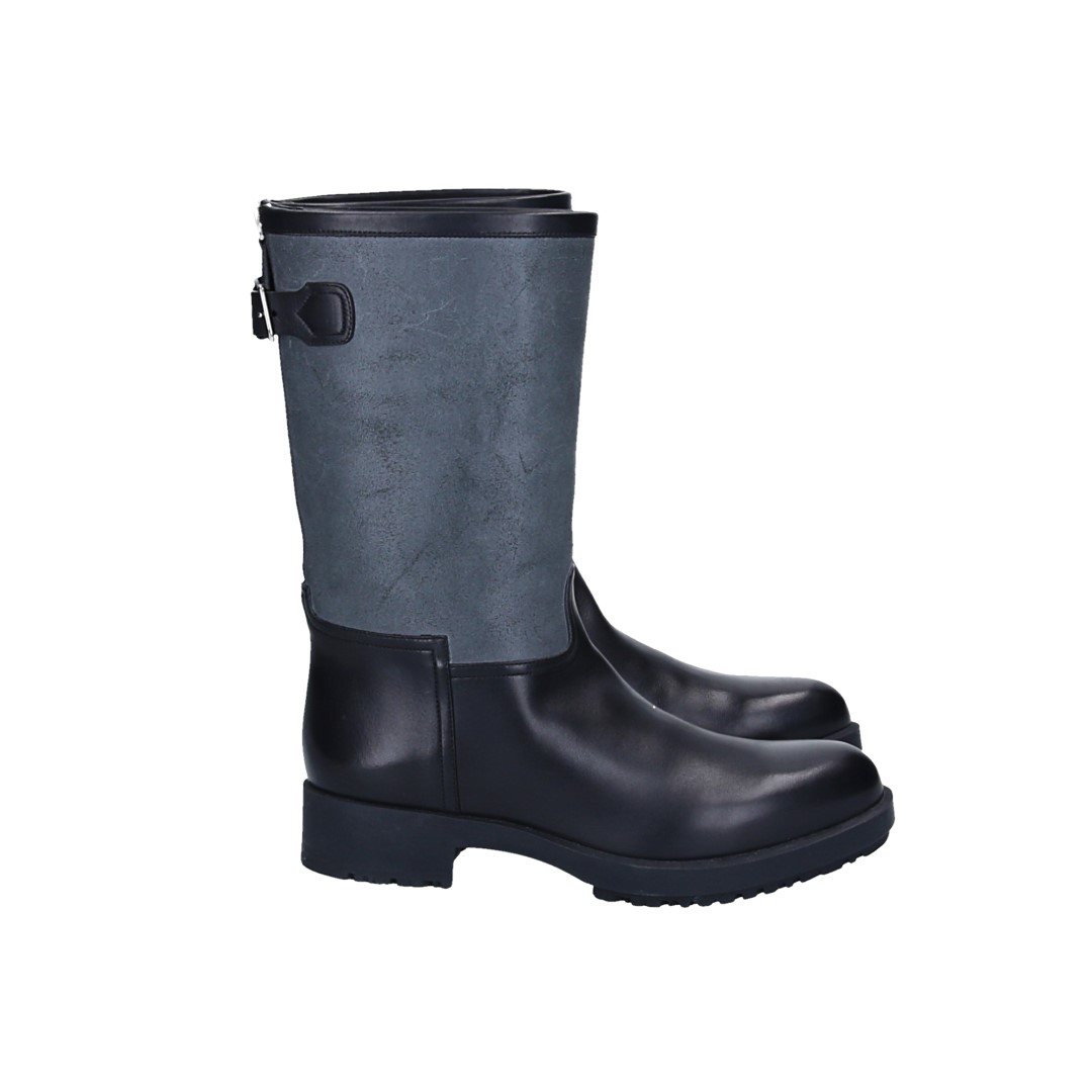 HERMÈS STIEFEL 'JEEP' AUS VEAU & VEAU ETRIVIERE IN NOIR & ANTHRACITE GR. 39,5