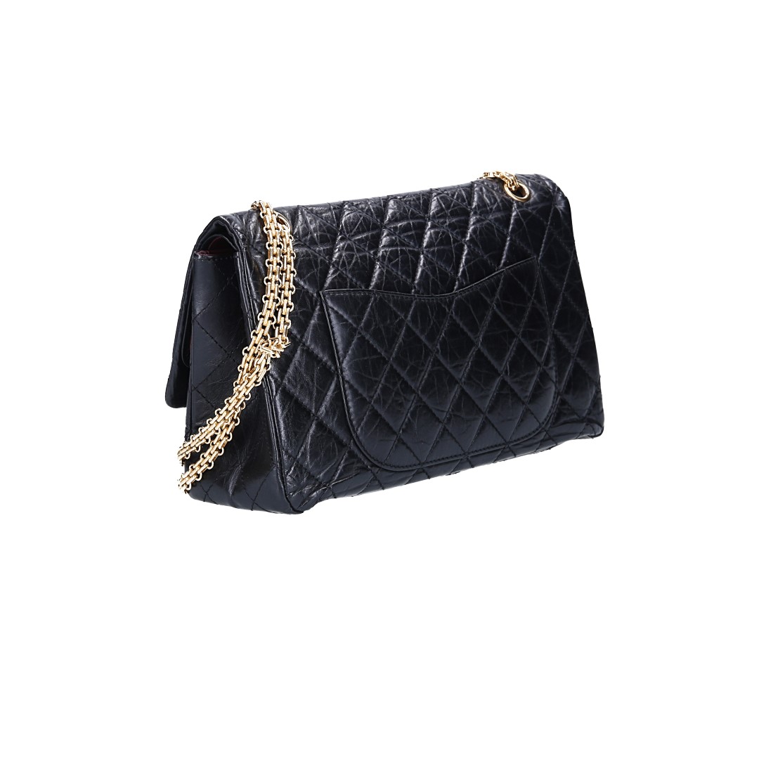 CHANEL 2.55 Reissue Flap Handbag (227) Made of Textile in Raspberry Red