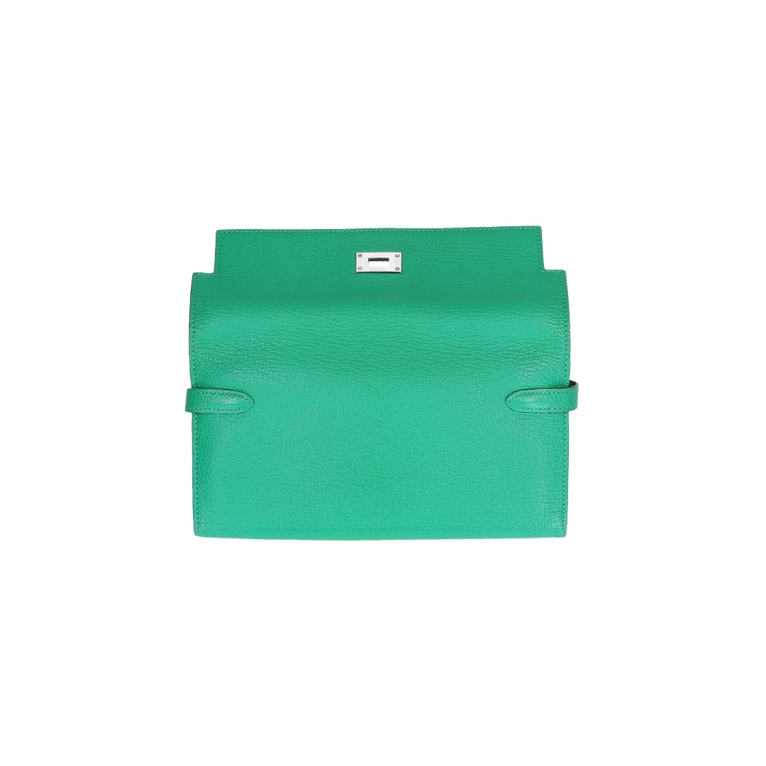 HERMÈS BRIEFTASCHE KELLY CLASSIQUE AUS CHEVRE MYSORE IN MENTHE MIT PHW