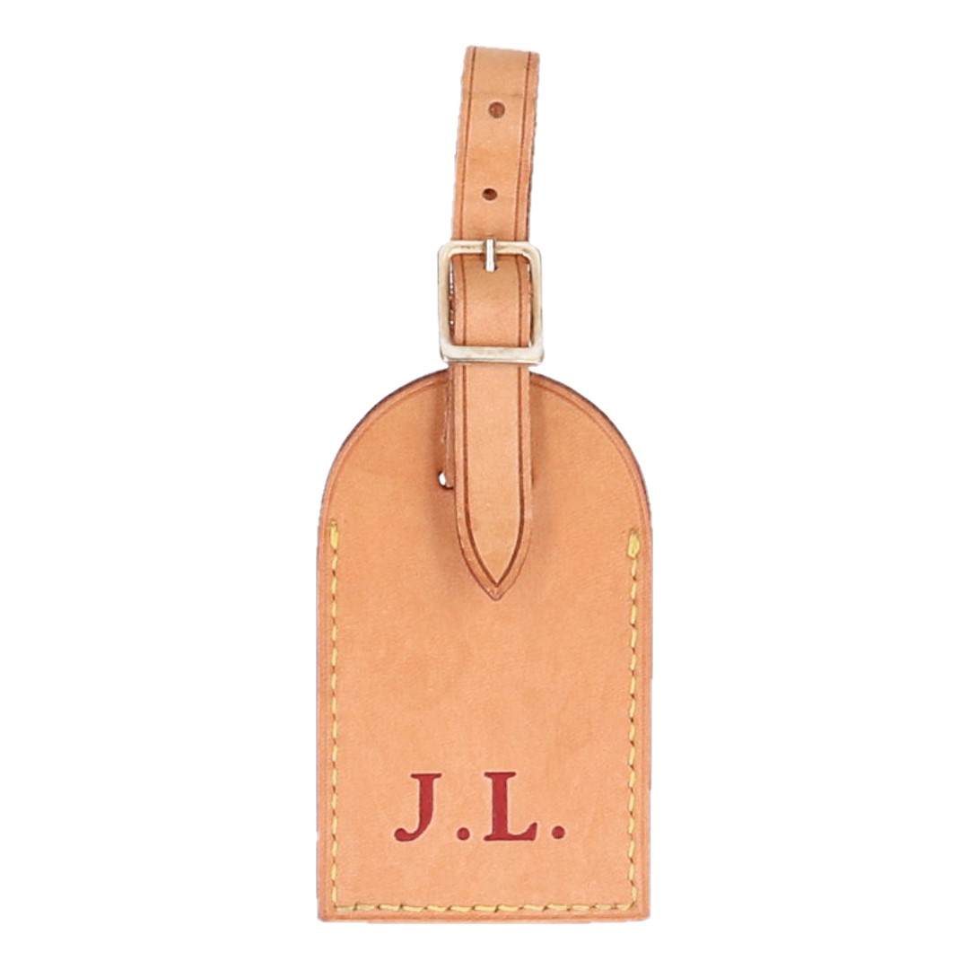 LOUIS VUITTON - J.L.- ADRESSANHÄNGER - TRAVEL TAG MIT INITIALEN AUS VVN LEDER IN MITTELBRAUN