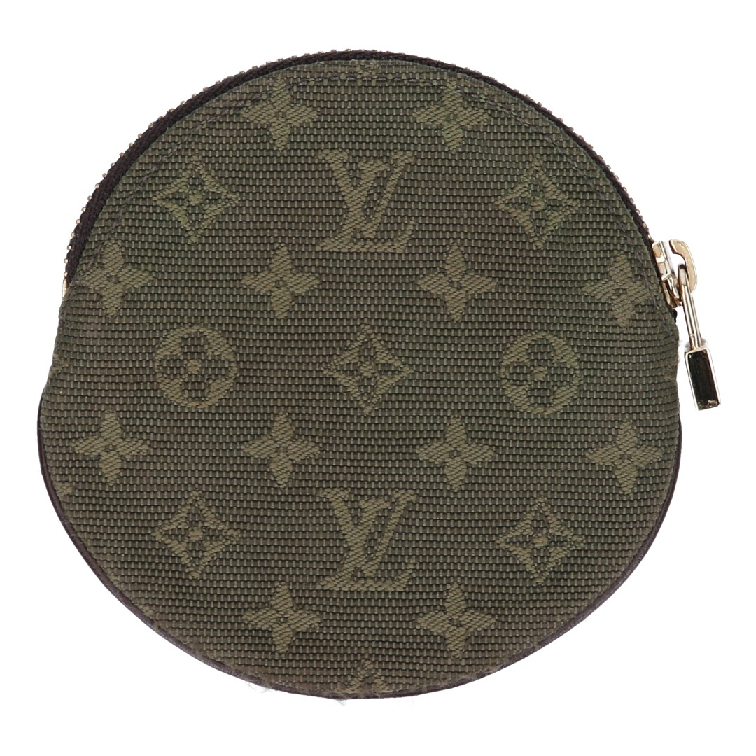 LOUIS VUITTON PORTEMONNAIE ROND AUS MONOGRAM MINI LIN CANVAS IN KAKI TON SUR TON