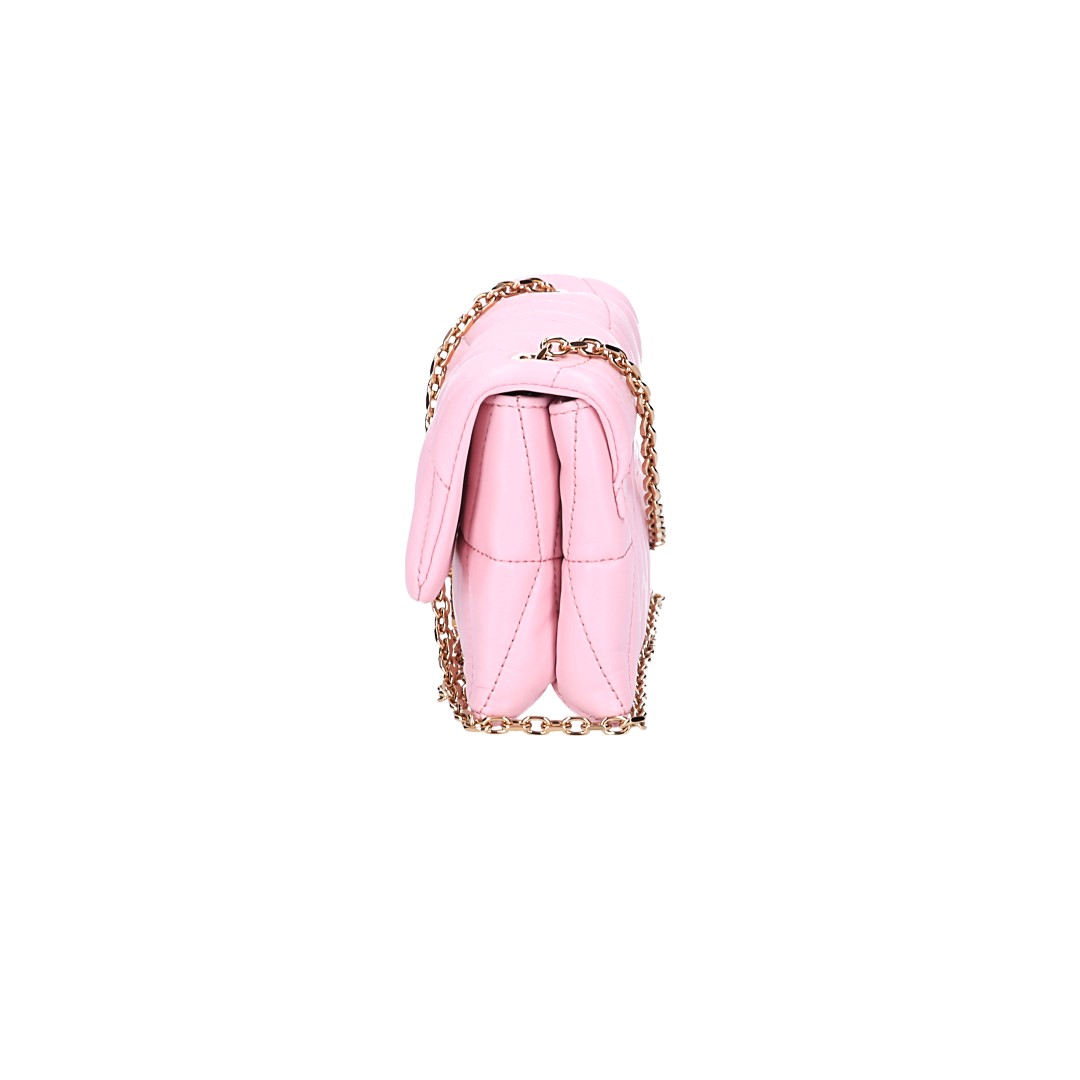VERSACE MINIBAG KLEIO AUS GESTEPPTEM NAPPALEDER IN HELLROSA MIT GHW