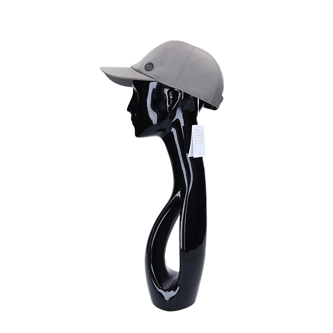 48269_Hermes_M-tze_2D_0003 HERMÈS KAPPE - CASQUETTE MIT 'MILES CDS' AUS BAUMWOLLE IN ETAIN/NOIR GR. 60