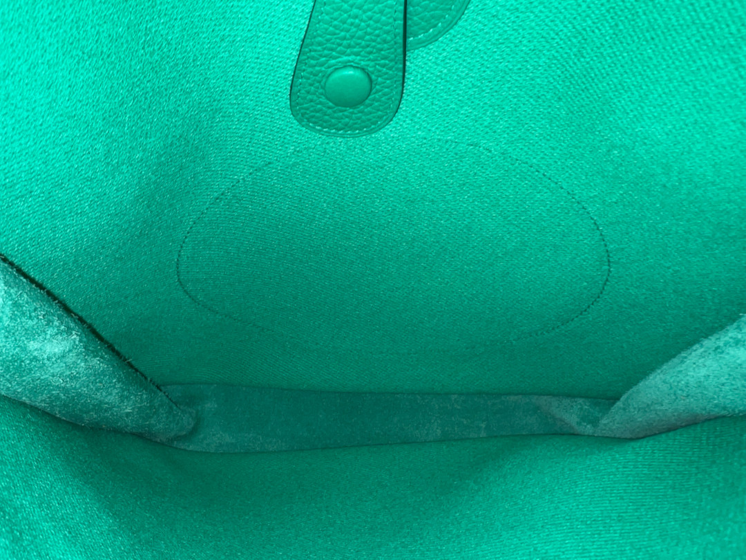 HERMÈS ÉVELYNE III 33 HANDTASCHE AUS TWILL H/CLÉMENCE LEDER IN ÉCRU/MENTHE MIT PHW