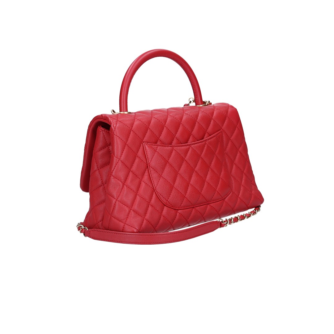 CHANEL GROßE PATTENTASCHE 'COCO HANDLE' AUS GENARBTEM KALBSLEDER (A92991)