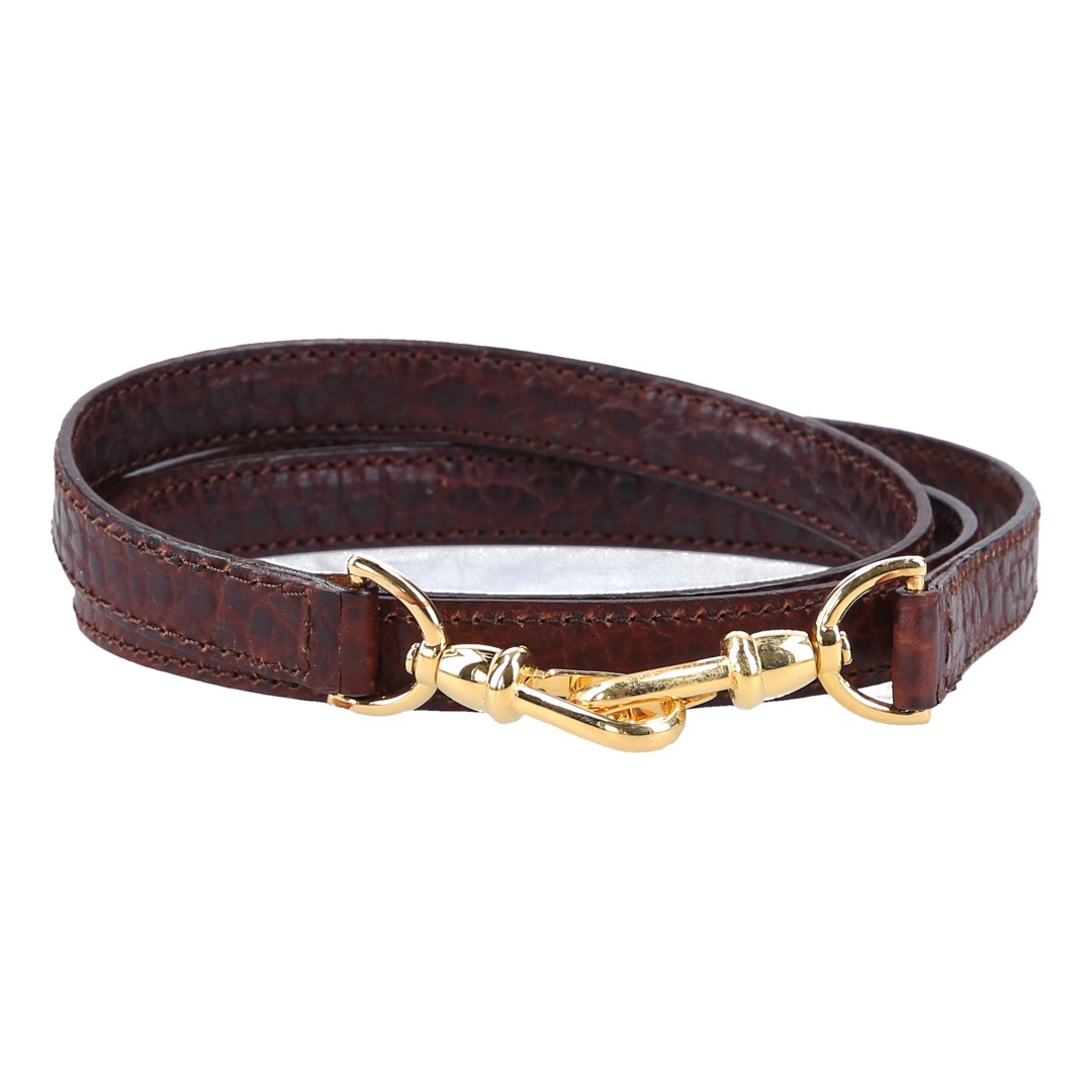 41682-Jil-Sander-Schulterriemen_2D_0001 WHOISLOUIS.COM SCHMALER SCHULTERRIEMEN AUS GENARBTEM LEDER IN MARONE/GOLD