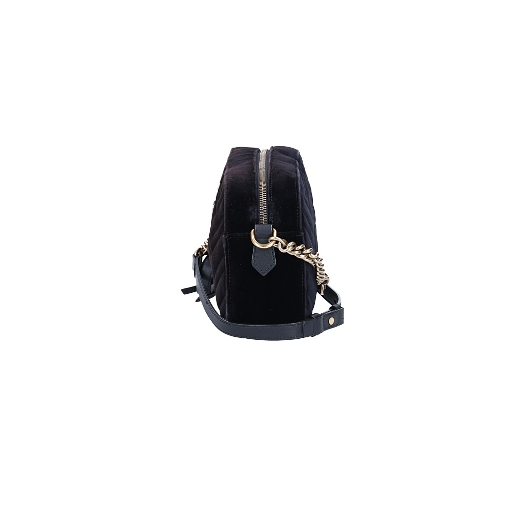 GUCCI HANDTASCHE 'KLEINE GG MARMONT' AUS MATÉLASSE VELVET IN SCHWARZ AGHW